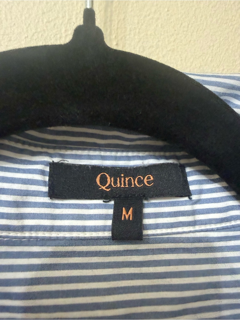 Quince M Organic Cotton Poplin Long Sleeve Oxford Shirt Blue Stripe Classic Eco - Picture 3 of 8